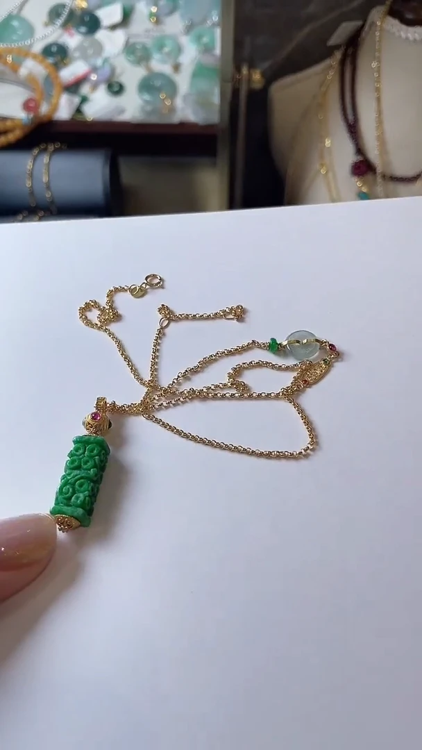 【闪购商品】翡翠项链18K金镶嵌项链