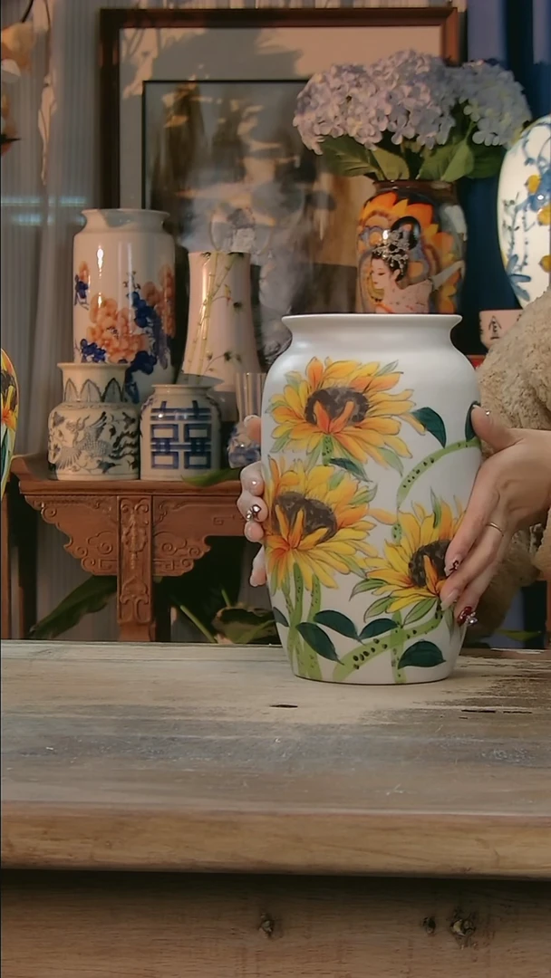 【闪购商品】瓷片景德镇纯手工釉下彩精品花瓶