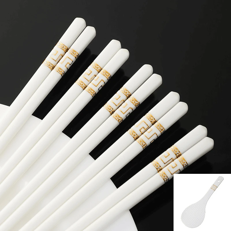 金如意陶瓷筷子10双+饭勺1个