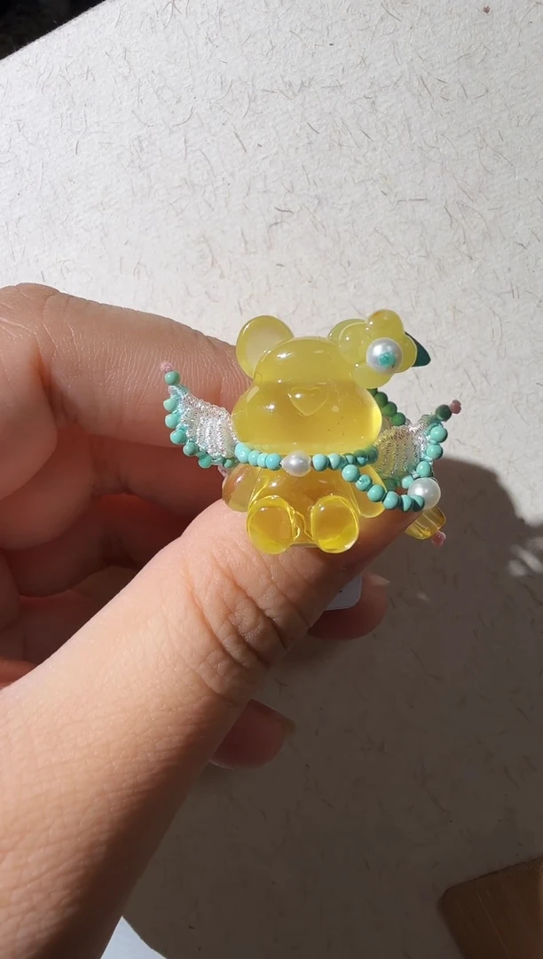 未镶嵌琥珀戒指琥珀小熊戒指