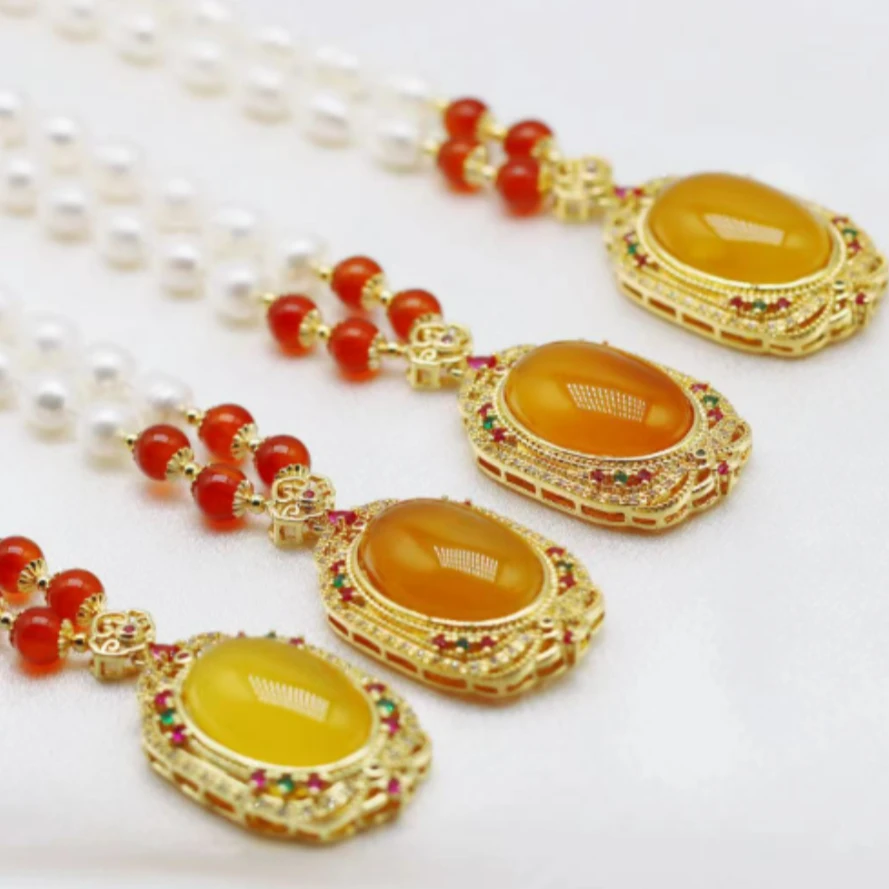 非金属珐琅项链 富贵一生白色项链