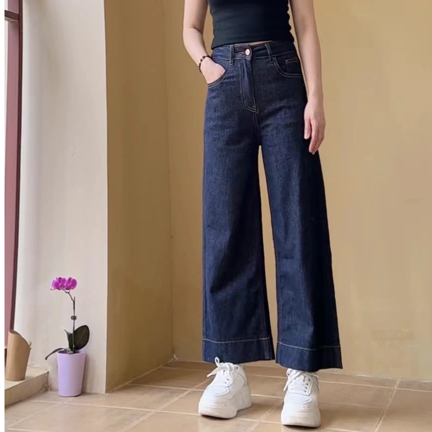 香香3103八分牛仔裤女高腰显瘦宽松直筒显高时尚百搭阔腿奶奶裤