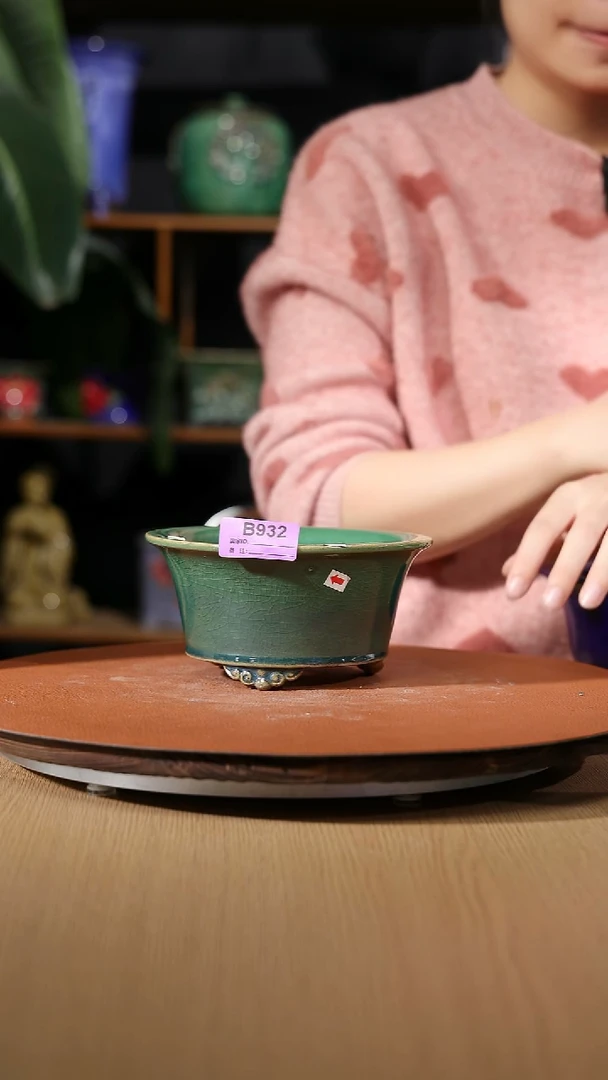 【石湾花盆】6寸新款反口小圆盆微瑕釉孔932