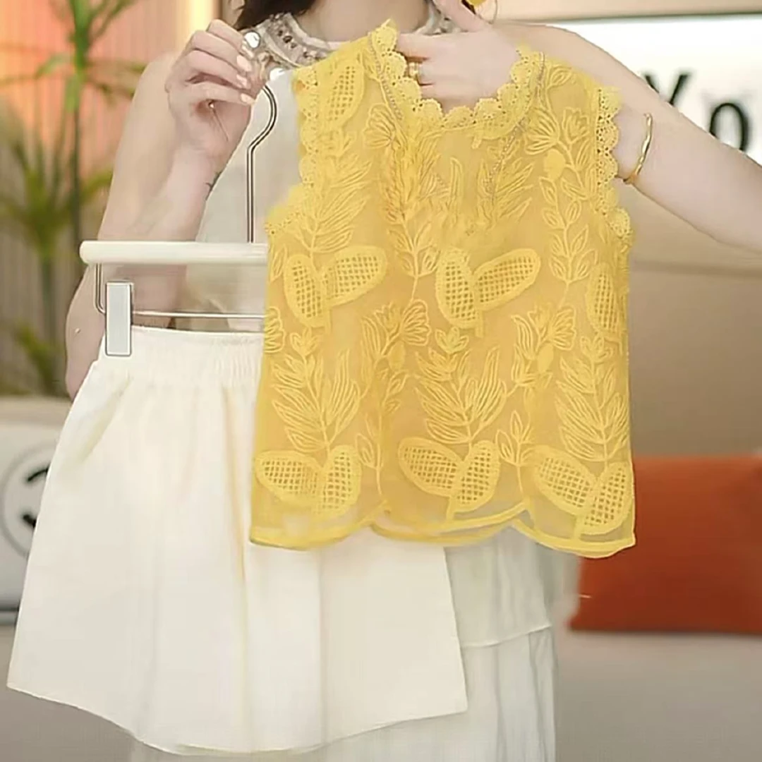 女童夏短裤套装2025夏季新款韩系亮色背心+短裤百搭休闲洋气套装