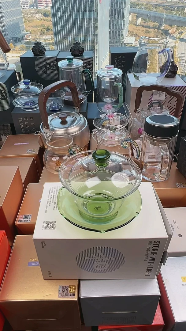 @@禾器晶彩荷吟盖碗湖绿色