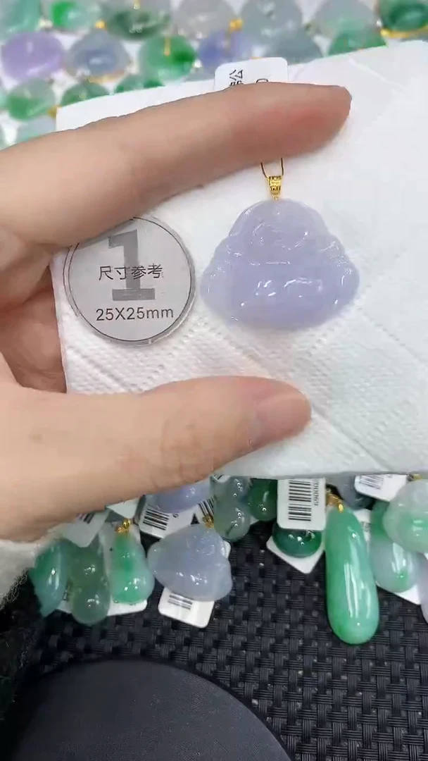 颈饰18K金镶嵌翡翠a货支持复检百元以上9元证书费自理