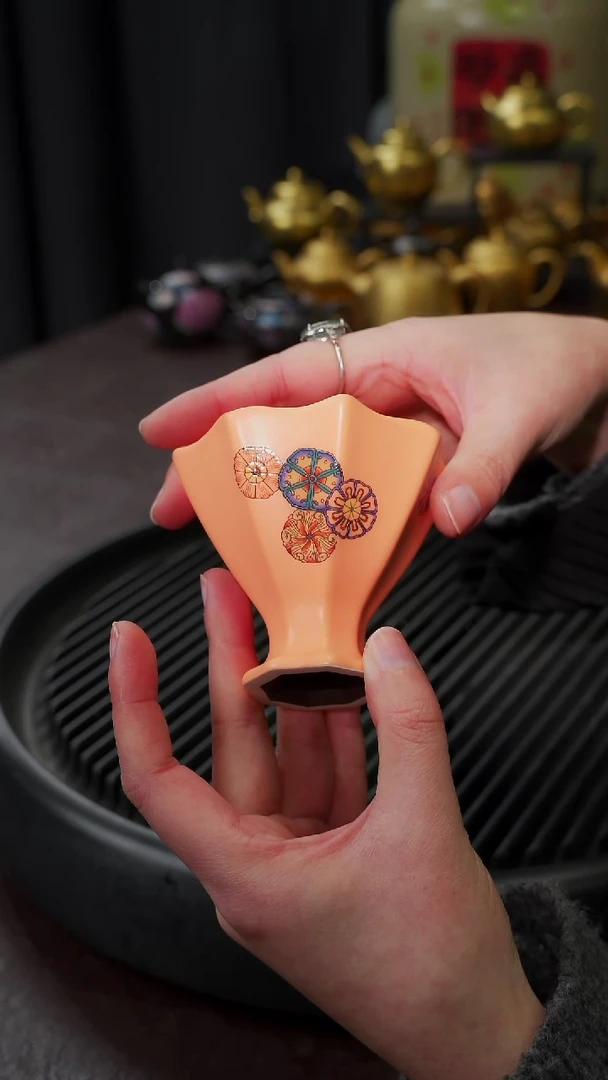 【闪购商品】杯【宜景窑海天霞皮球花】手绘摘星