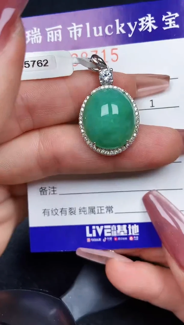 翡翠银S925镶嵌颈饰8715