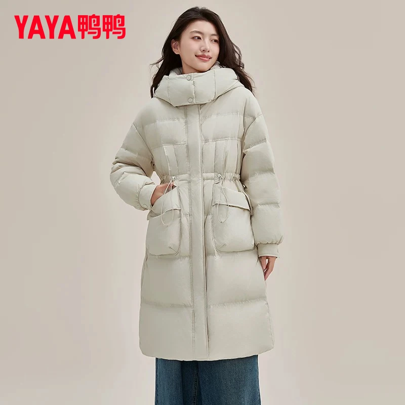 YAYA/鸭鸭2024新款休闲百搭冬季长款白鸭绒羽绒服YE4B612485L