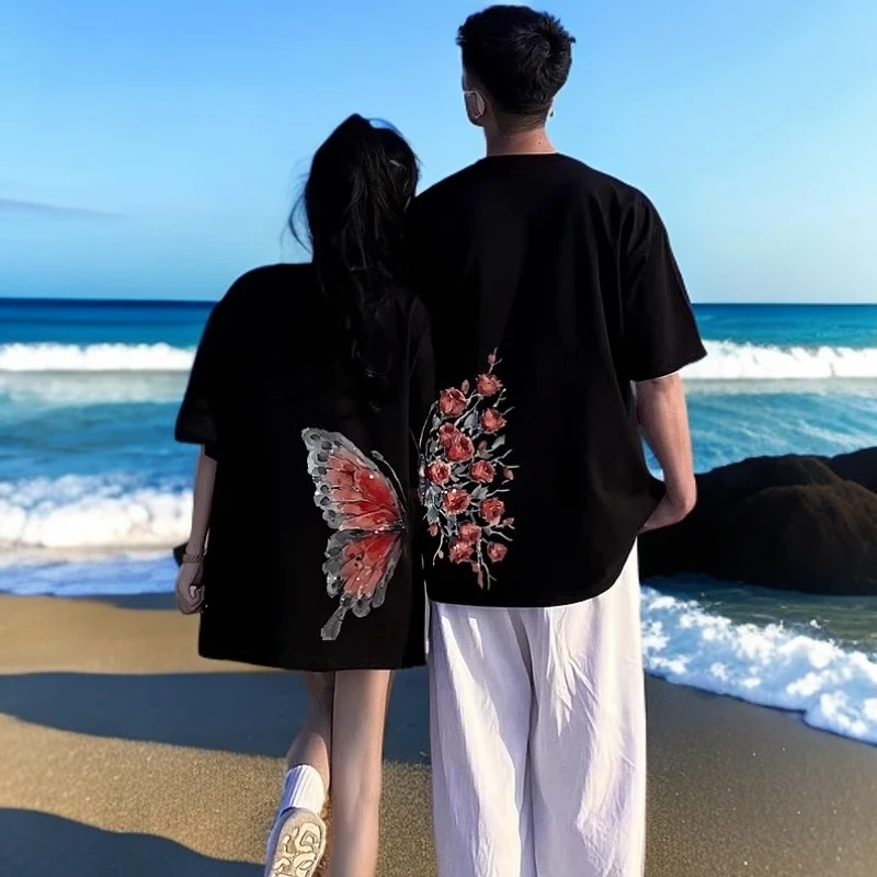 仓石一树情侣装短袖2025新款男女潮牌夏装高级感休闲小众T恤半袖