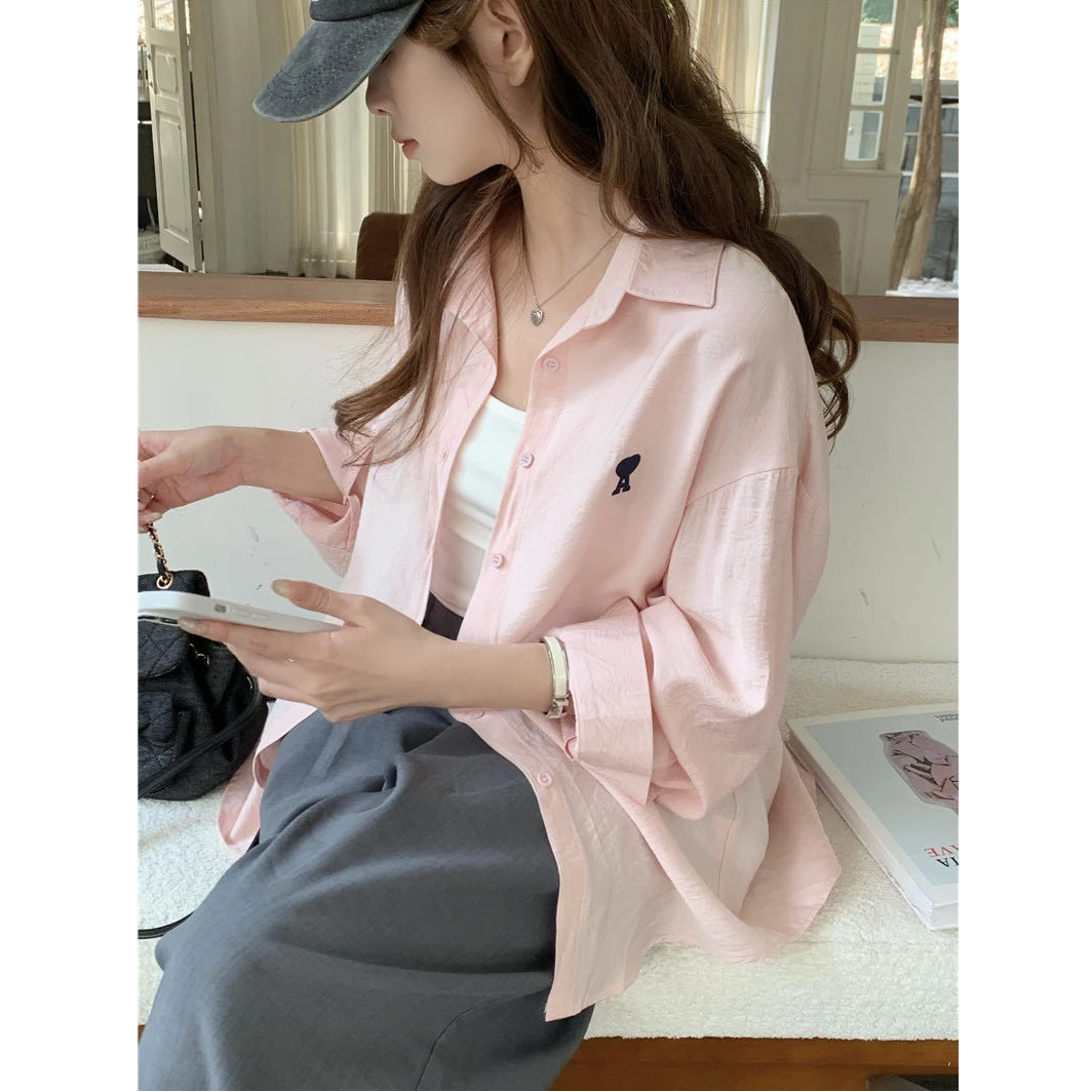 【MM/5922】春夏新款设计感百搭锦棉爱心刺绣衬衣