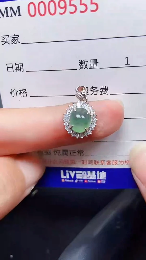 翡翠银S925镶嵌颈饰9555