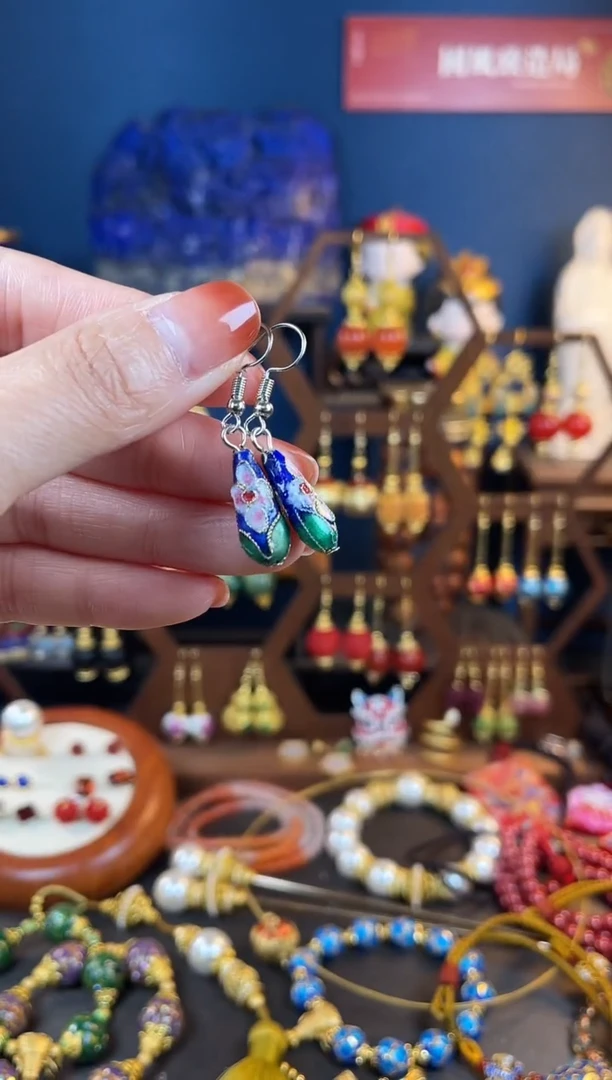 【闪购商品】老珐琅景泰蓝耳钩