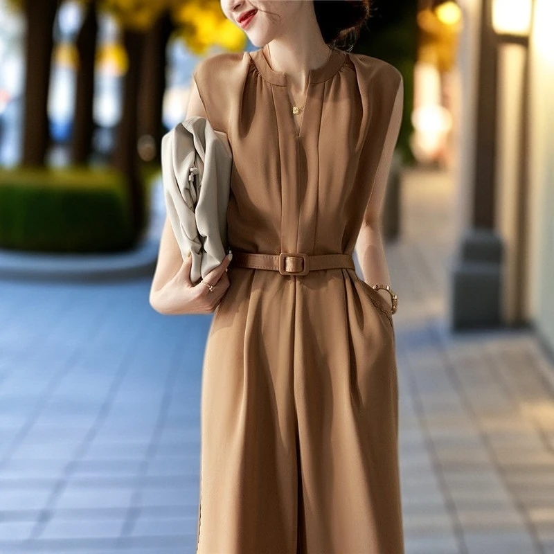 夏季女装连衣裤百搭潮流休闲裤宽松显瘦修身新款洋气阔腿裤无袖连