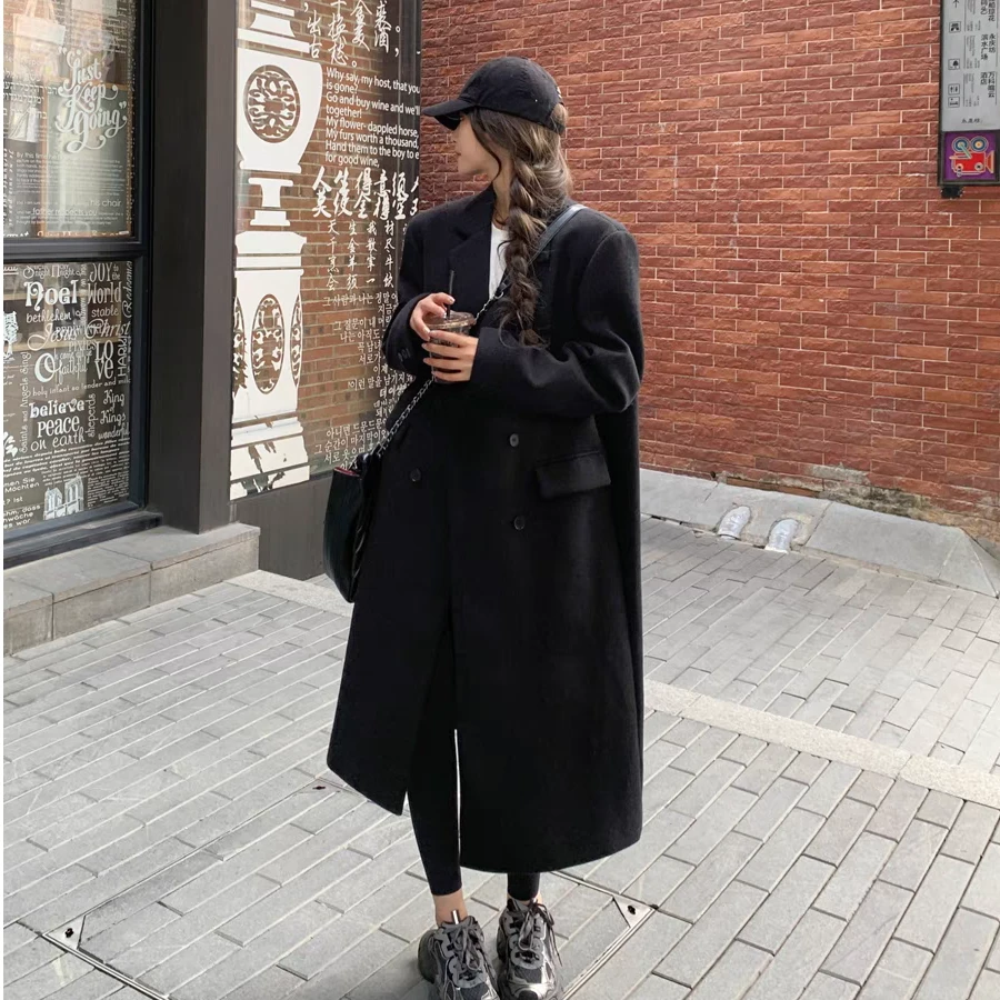 正肩款秋冬升级加棉加厚韩版宽松气质长款大衣外套093-1XHXMXHXMX