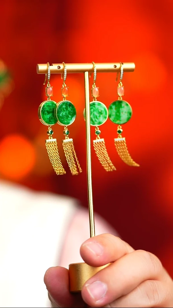 银S925镶嵌翡翠耳饰新款（多样性发一）