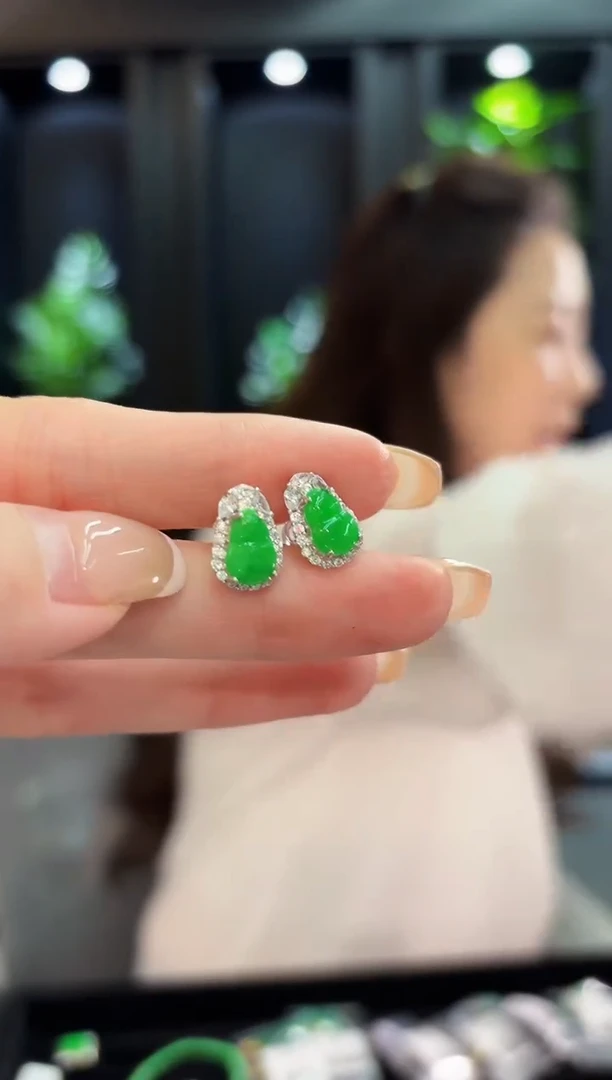 未镶嵌翡翠耳饰 缅料A货/支持复检/一件