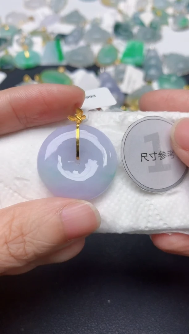 颈饰18K金镶嵌翡翠天然缅甸A货翡翠