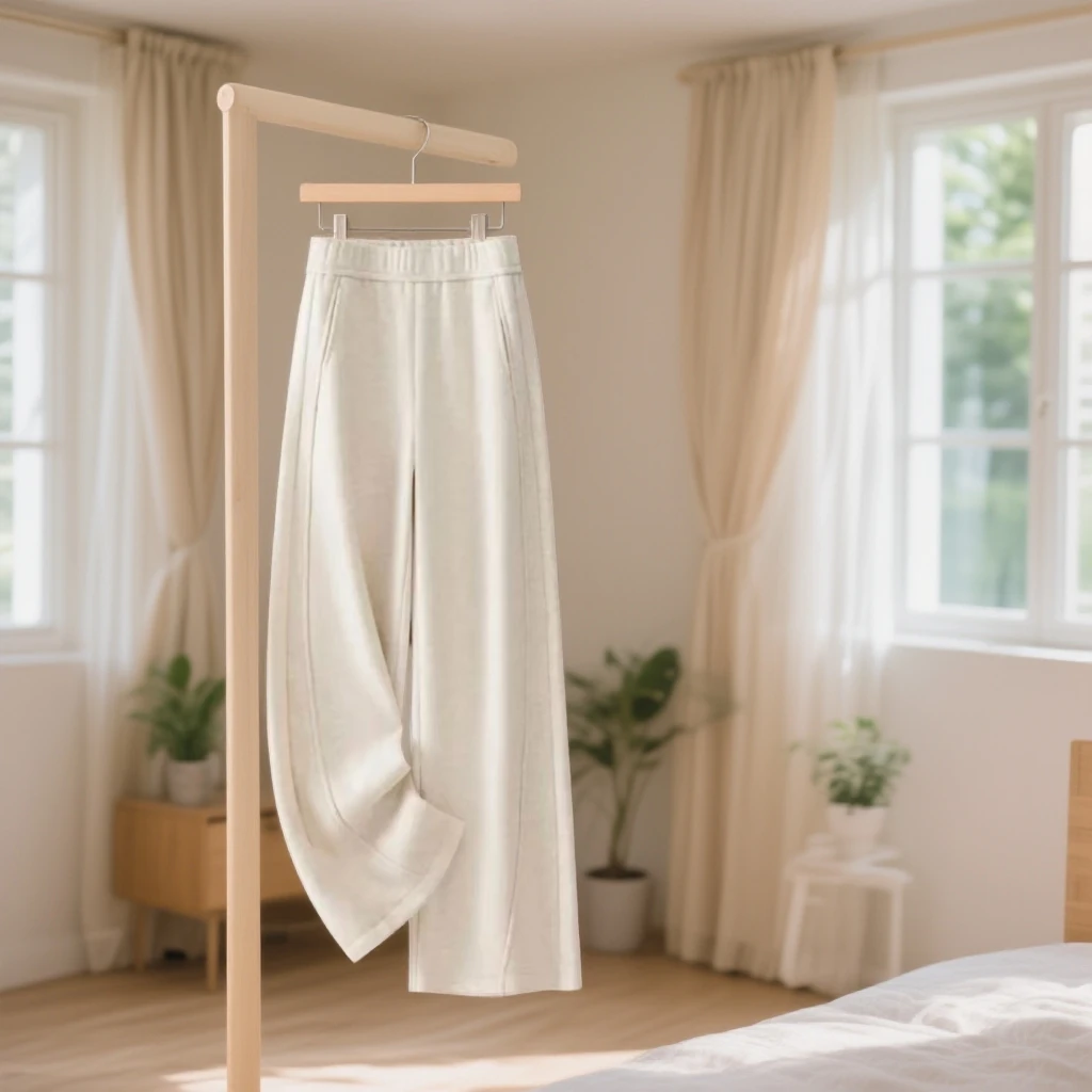 窄版香蕉裤大衣2025新款秋冬阔腿裤宽松显瘦加厚羊毛弯刀裤白色