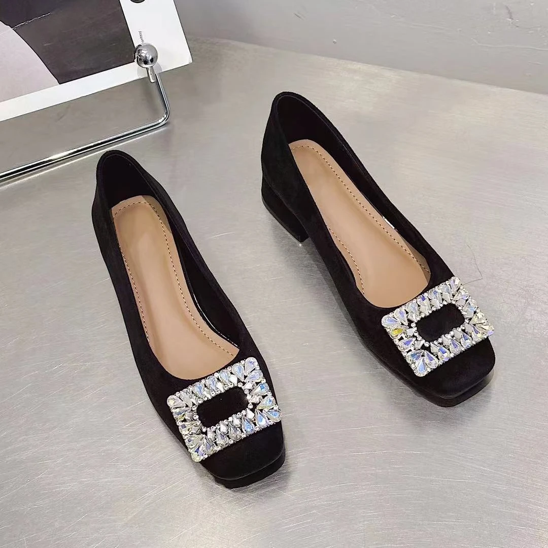 【特大码】平底方钻舒适通勤时尚一脚蹬女鞋778-11