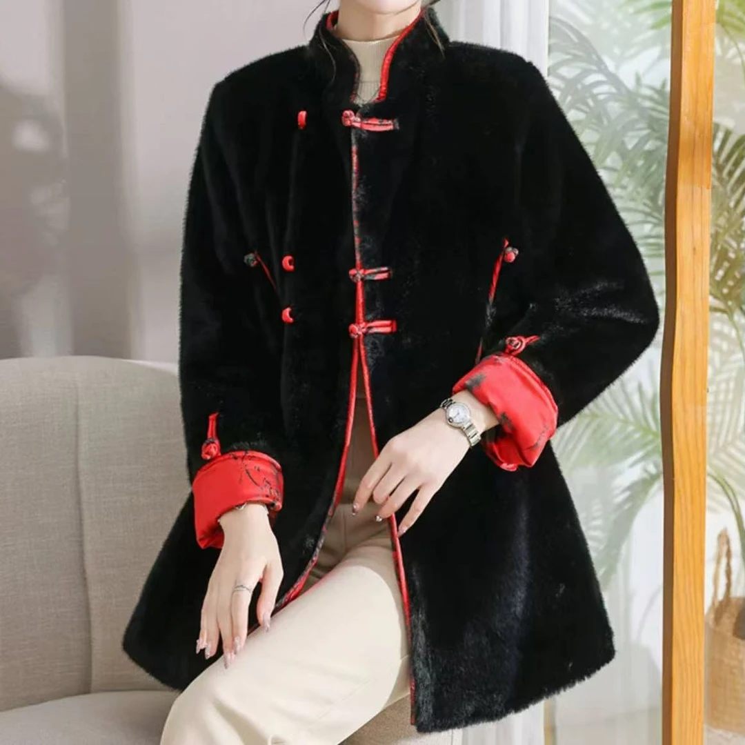 【飞专属1】中式国风妈妈冬装外套中长款大衣中老年女秋冬外衣