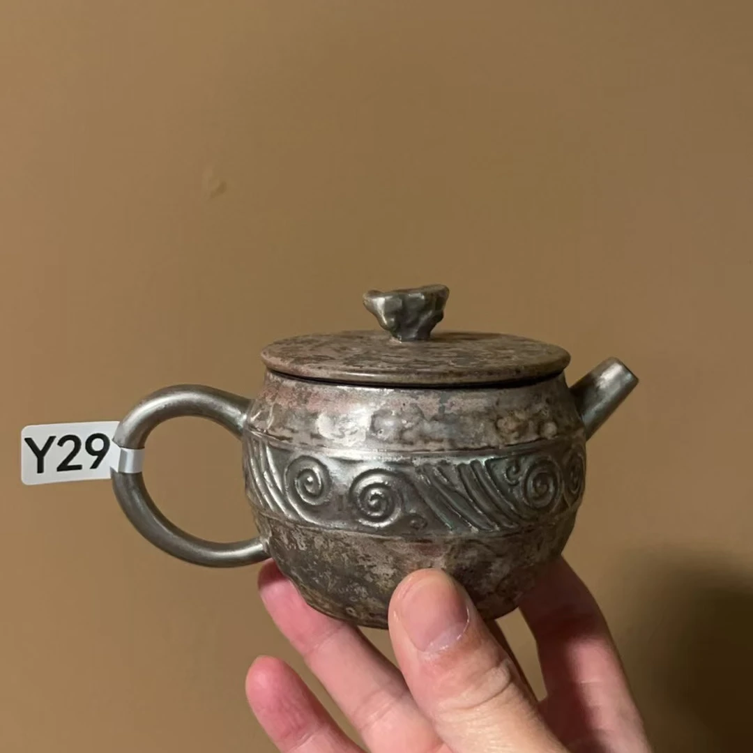 Y29鎏银汉瓦壶原矿老岩泥磨砂感茶壶