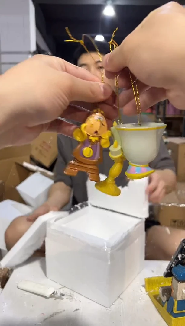 瓷片树脂美女与野兽小吊件3件套