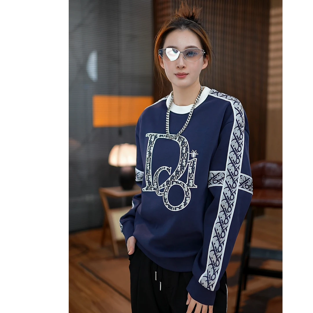 秋冬套头男士圆领经典立体大人物植绒标秋季卫衣欧货时尚老钱风