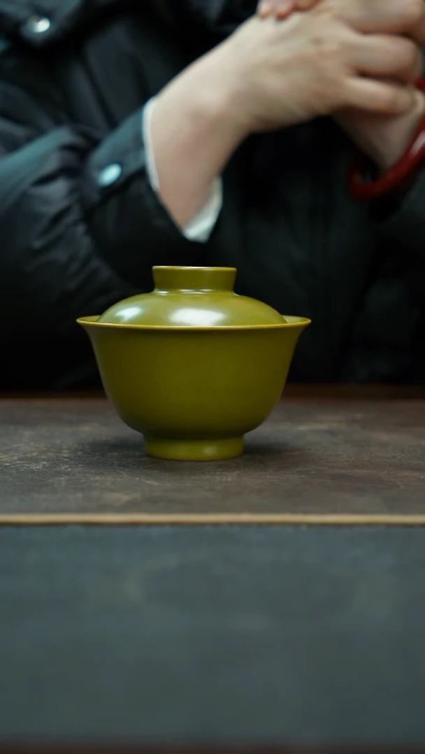 杯景德镇茶叶末元宝盖碗