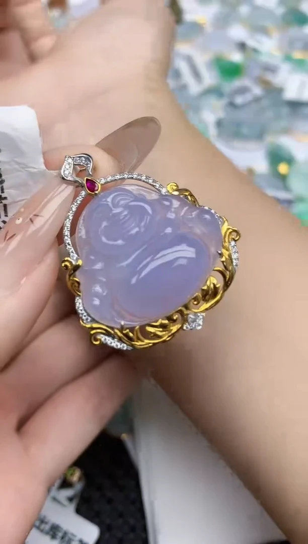 翡翠18K金镶嵌颈饰251   天然翡翠A货