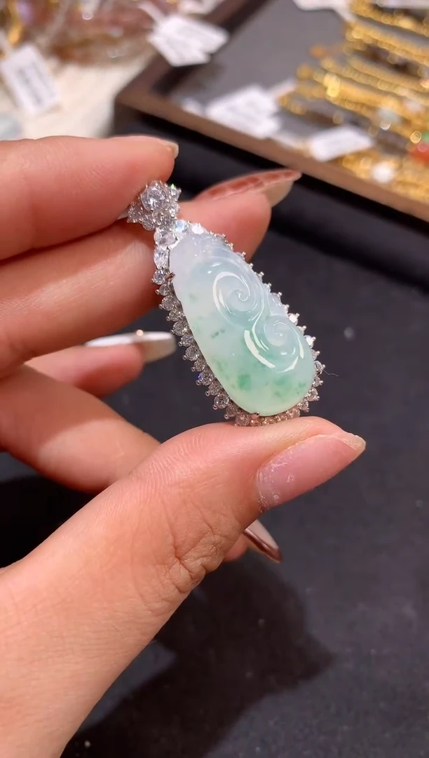 吊坠(不含链)银S925镶嵌翡翠【挽石珠宝】如意