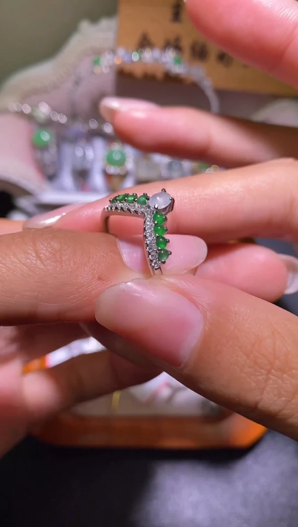 银S925镶嵌戒指翡翠014