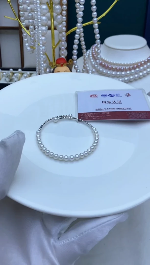 【闪购商品】淡水珍珠手镯银S925镶嵌5