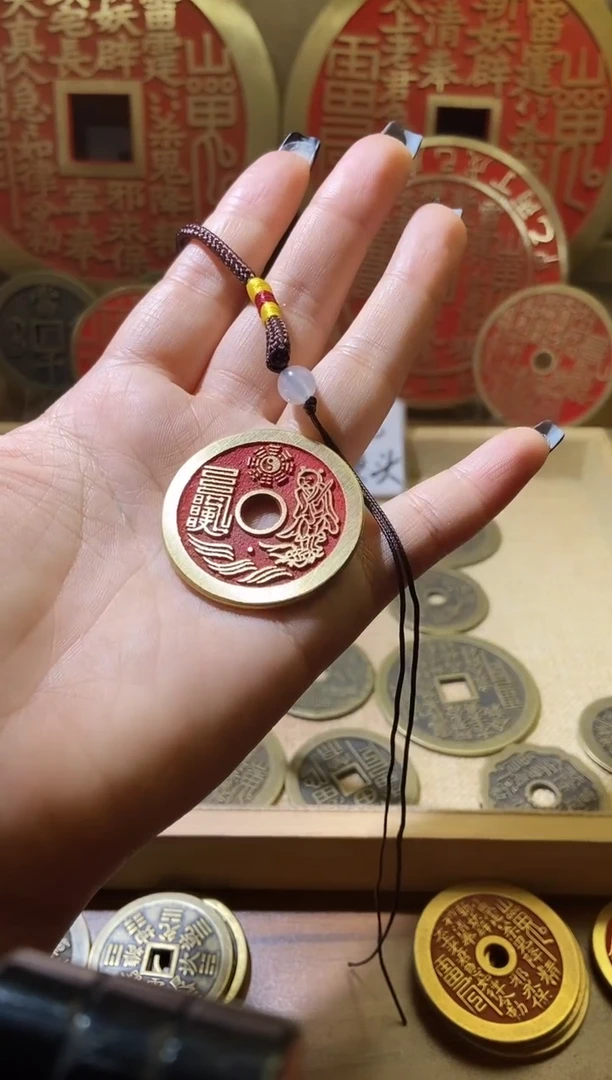 铜点砂小太上咒当代翻砂工艺品+手把绳