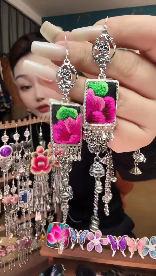 刺绣纯手工民族风刺绣耳环