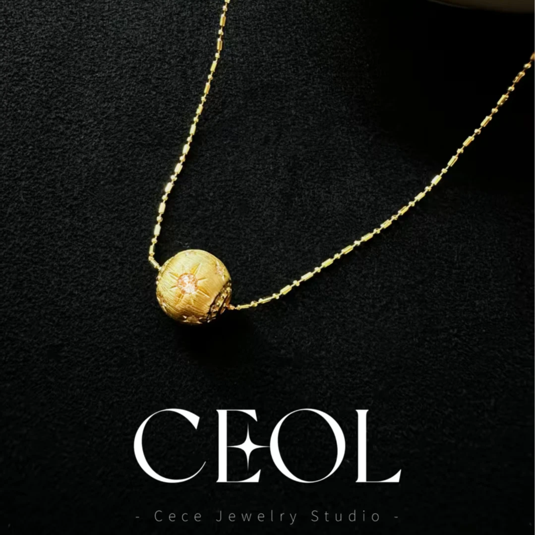 铜合金项链 CEOL【太阳耀石】古法拉丝星芒中式时尚经典款简约百搭