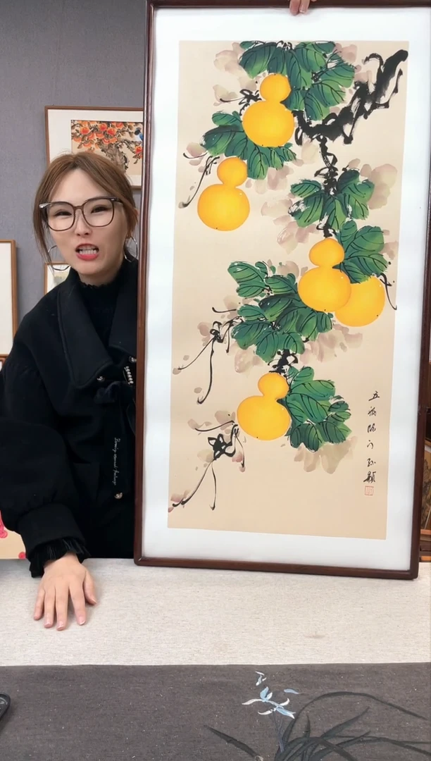 【闪购商品】国画孙颖-纯手绘带框作品-52*102-