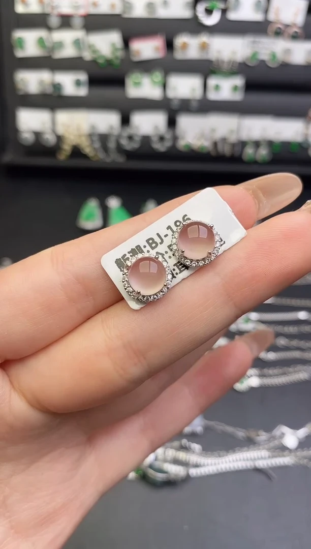 银S925镶嵌南红玛瑙耳饰0