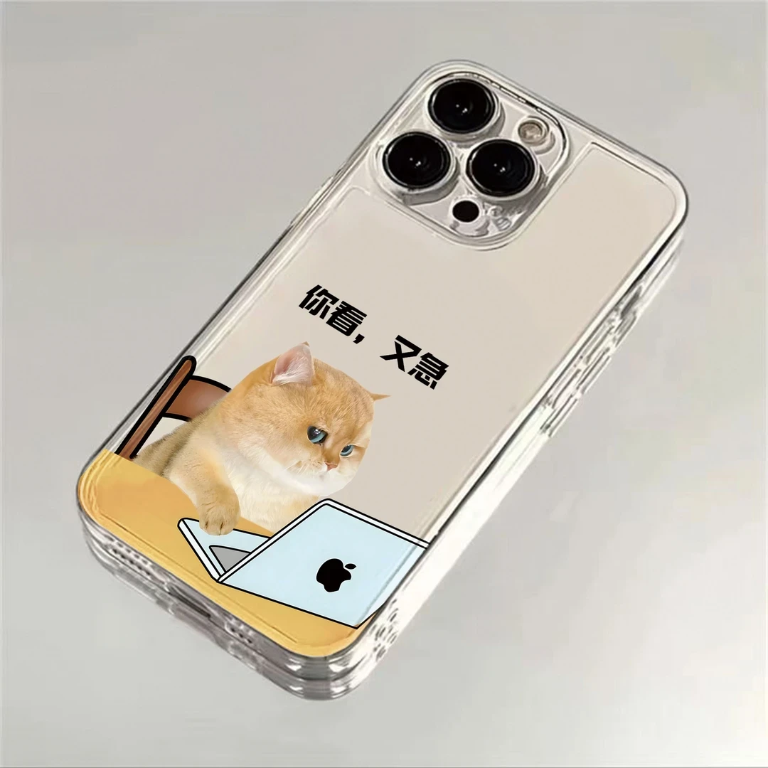 ins风打工猫适用iPhone15ProMax手机壳VIVO防摔OPPO小米华为荣耀