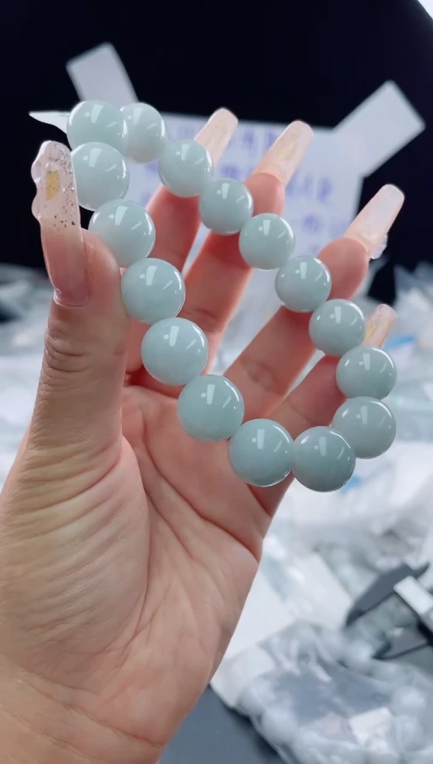 未镶嵌定制翡翠珠串13.6
