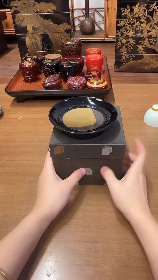 金箔壶承 五片 大漆漆器大漆漆器
