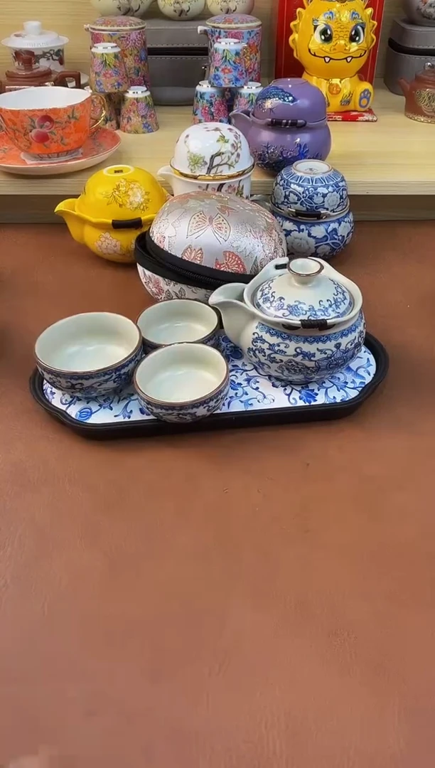 陶瓷茶具摆件旅行套组