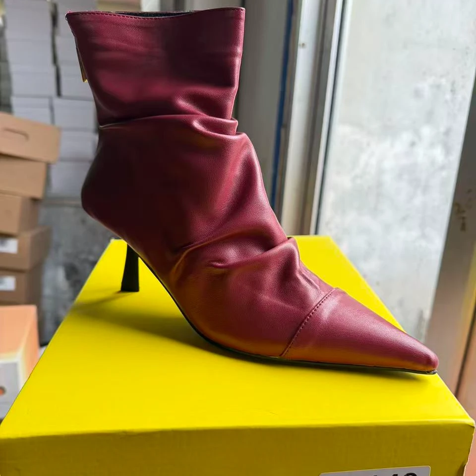 哈哈女鞋 2025秋冬新款堆堆高跟短靴5cm    M-7