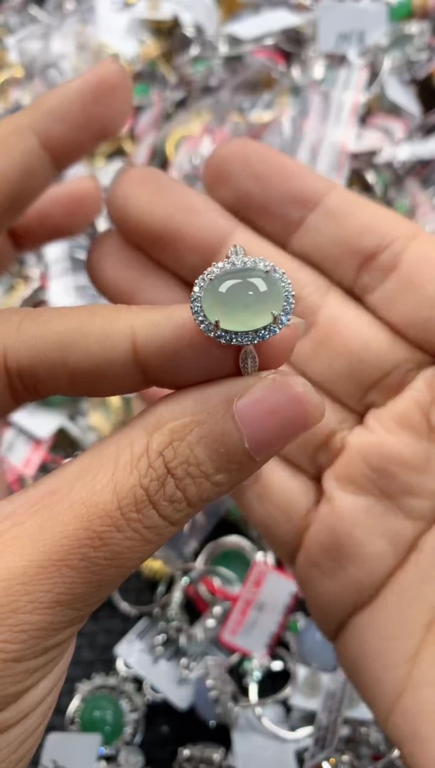 银S925镶嵌戒指翡翠999                 5