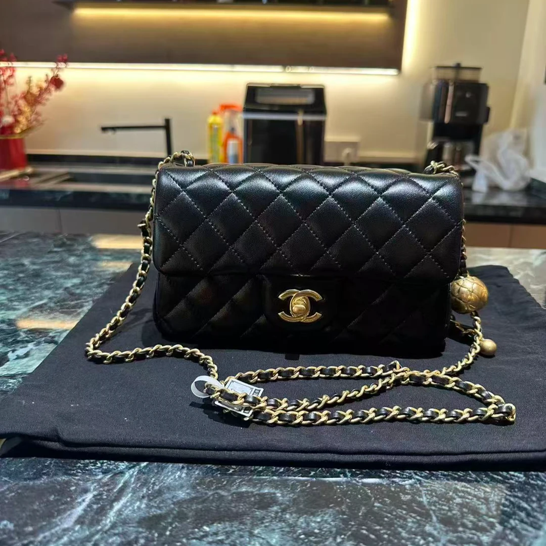 未使用 Chanel/香奈儿 香奈儿黑金羊皮金球大mini
