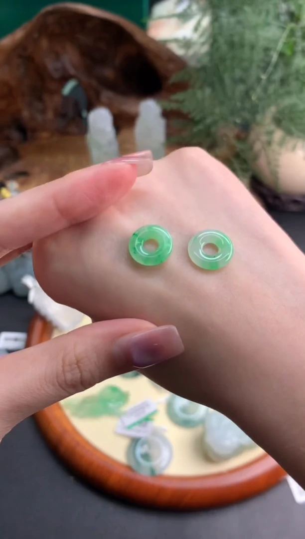 吊坠(不含链)未镶嵌翡翠翡翠饰品-182 一对