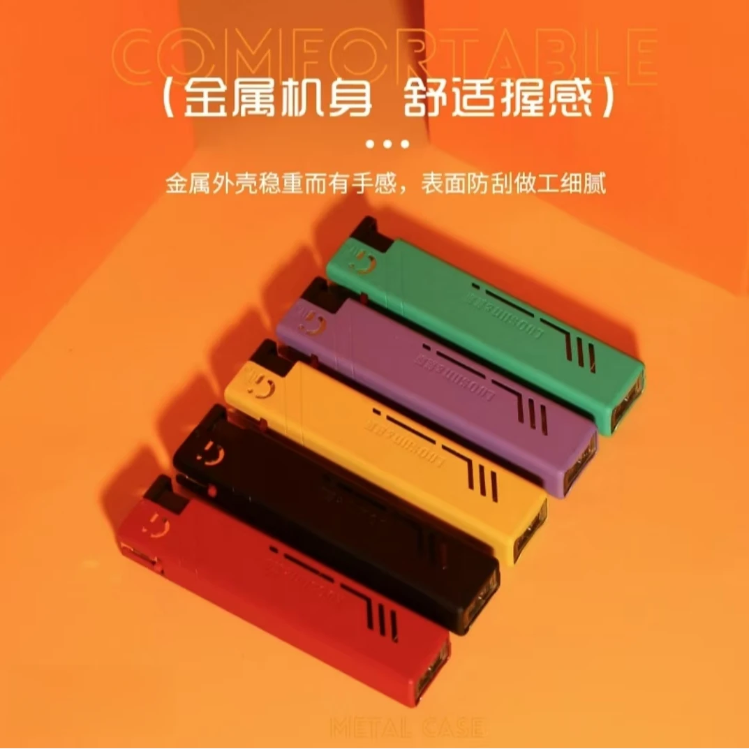 时尚方形金属蓝焰直冲防风打火机零售轻奢批发个性简约充气打火机