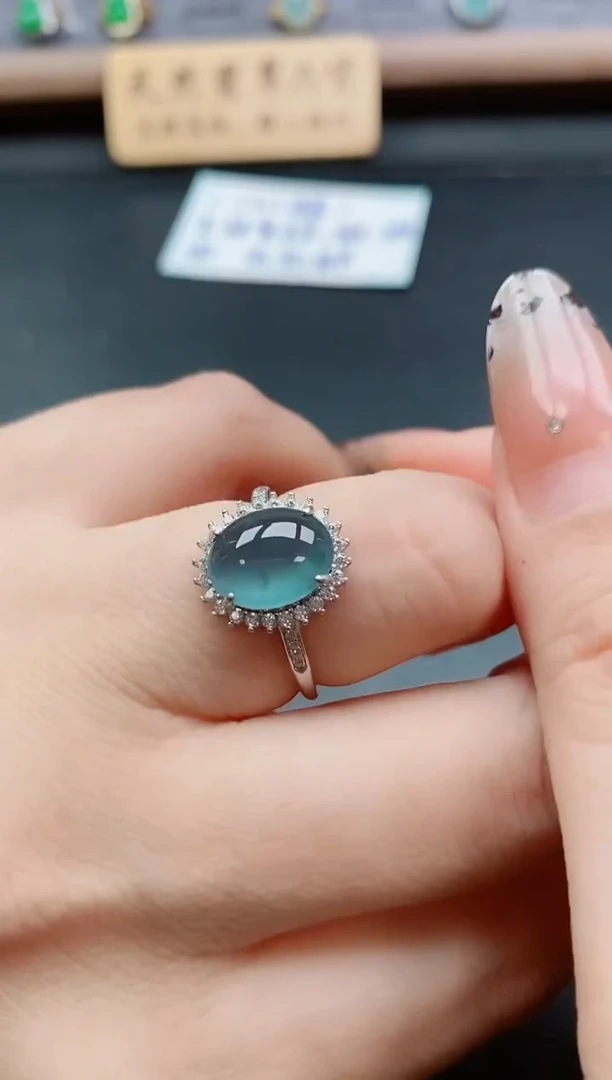 银S925镶嵌戒指翡翠1