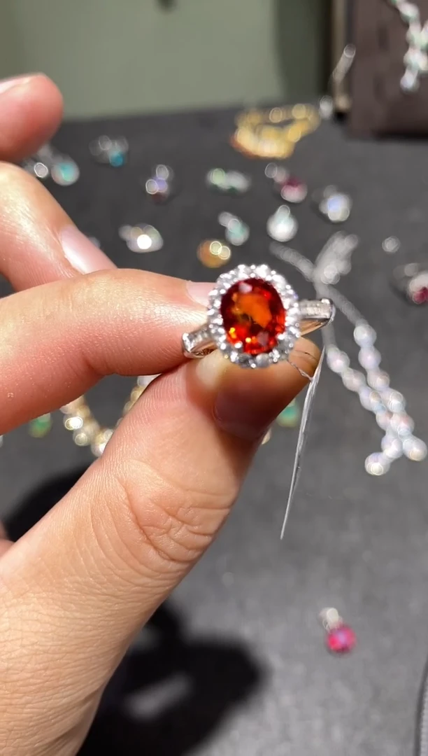 戒指蓝宝石银S925镶嵌戒指