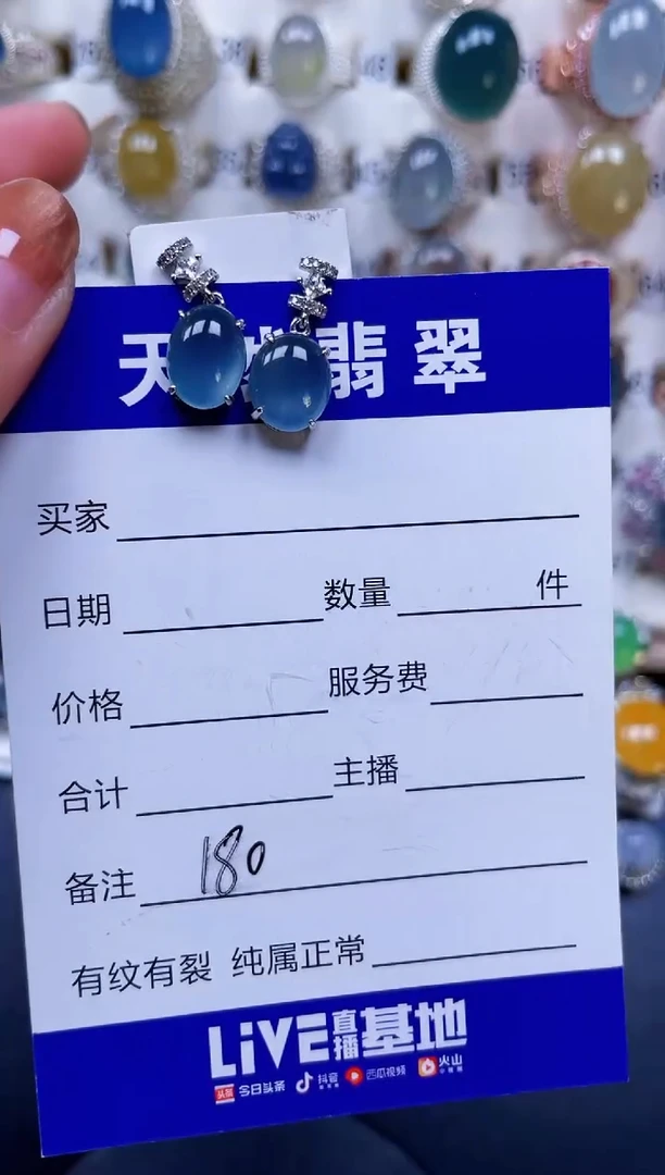 银S925镶嵌翡翠耳饰180